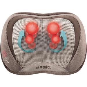 Homedics Back and Neck Massager, Portable Shiatsu All Body Massage Pillow with Heat, Targets Upper and Lower Back, Neck and Shoulders. Lightweight for Travel (Tan)