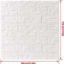 3D Brick Pattern Wall Panels Stickers PE Foam Self-Adhesive Wallpaper DIY Waterproof Modern Style for Living Room Bedroom Kitchen Background Wall Decoration (24PCS, White)