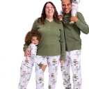 HonestBaby Family Matching Holiday Pajamas 100% Organic Cotton for Men, Women, Kids, Toddlers, Baby Boys, Girls, Unisex, Pets (6-9 Months, Foxy Green)