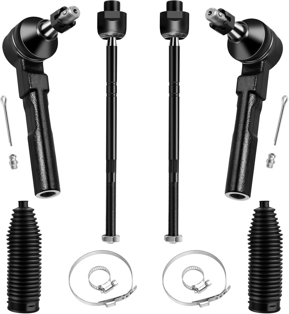 2WD Front Tie Rod Ends Kit for Chevrolet Silverado 1500 and GMC Sierra 1500 1999 2000 2001 2002 2003 2004 2005 2006, 4 Inner and Outer Tie Rod Ends 2 Boots, ES3492 EV370-6Pcs
