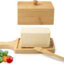 Bamboo Butter Dish with Lid  Large Butter Holder Made of Food Grade Bamboo  Holds up to 4oz of Your Favorite Butter  Ideal Butter Keeper for Storage and Serving  Easy to Use