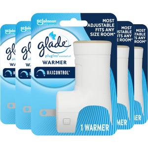Glade PlugIns Air Freshener Warmer, Scented and Essential Oils for Home and Bathroom, Up to 50 Days on Low Setting, 4 Packs