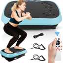 Vibration Plate, Exercise Machine Vibration Plate for Lymphatic Drainage Weight Loss, Waver Vibration Plate 330lbs Capacity 6 Preset Modes 120 Level with Loop Belt (Blue)