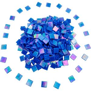 320PCS Square Iridescent Stained Glass Mosaic Tiles, 1.1LB Mosaic Tiles for DIY Crafts, 0.6" Bright Mosaic Glass Pieces for Art Craft and Home Decorations (Iridescent Purple F532, 0.6")