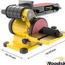 Woodskil 4.3A Belt Sander, 4 x 36 in. Belt & 6 in. Disc Sander, Double Dust Exhaust Port, Steel Base, 2Pcs Sandpapers Included