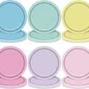 48 Pieces Pastel Paper Plates  7 Inch Macaron Color Disposable Dessert Plates in Pink, Blue, Yellow, Green, Purple, and Light Pink for Birthday Parties, Baby Showers, Weddings, and Celebrations
