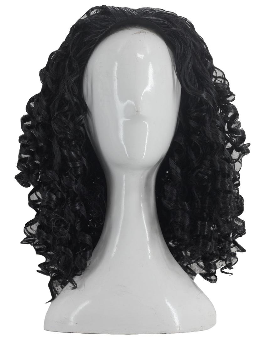 Angelaicos Unisex Wavy Halloween Costume Full Wig Long Dark Brown (Men's Wig) (Black)