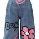 Toddler Girl Summer Clothes Short Sleeve Denim Overall Jumpsuit with Top Girls Spring Outfits Set (6-7 Years, Pink)