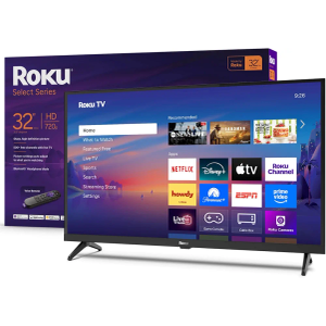 Roku Smart TV – 32-Inch Select Series, 720p HD TV – Roku TV with Voice Remote – Flat Screen LED Television with Wi-Fi for Streaming Live Local News, Sports, Family Entertainment