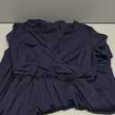 Sexy 3/4 Sleeve Jumpsuit for Women V Neck High Waisted Long Wide Leg Pant Button Down Party Romper with Belt Navy Blue M