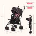 Dream On Me Vista Moonwalk Baby Stroller, Lightweight Travel Umbrella Stroller with Compact Fold, Smooth Ride Wheels, Multi-Position Recline, Spacious Storage Basket with Cup Holder, Pink
