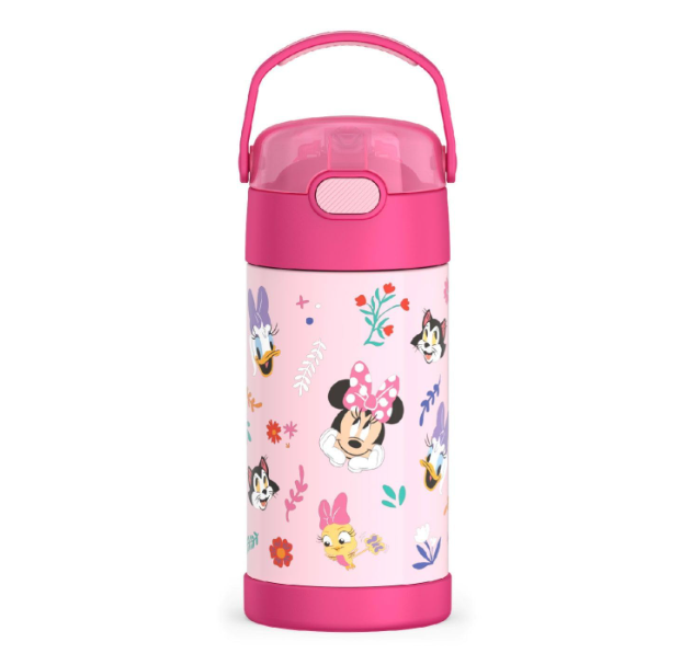THERMOS FUNTAINER Water Bottle with Straw - 12 Ounce - Kids Stainless Steel Vacuum Insulated Water Bottle with Lid, Preschool Minnie