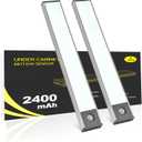 Under Cabinet Lighting, 2400mAh Motion Sensor Light Indoor, 160lm Rechargeable-Battery-Operated Closet Light, Magnetic Under Counter Lights for Kitchen, Stair, Drawer, Safe(7.8in, Cool White, 2 Pack)