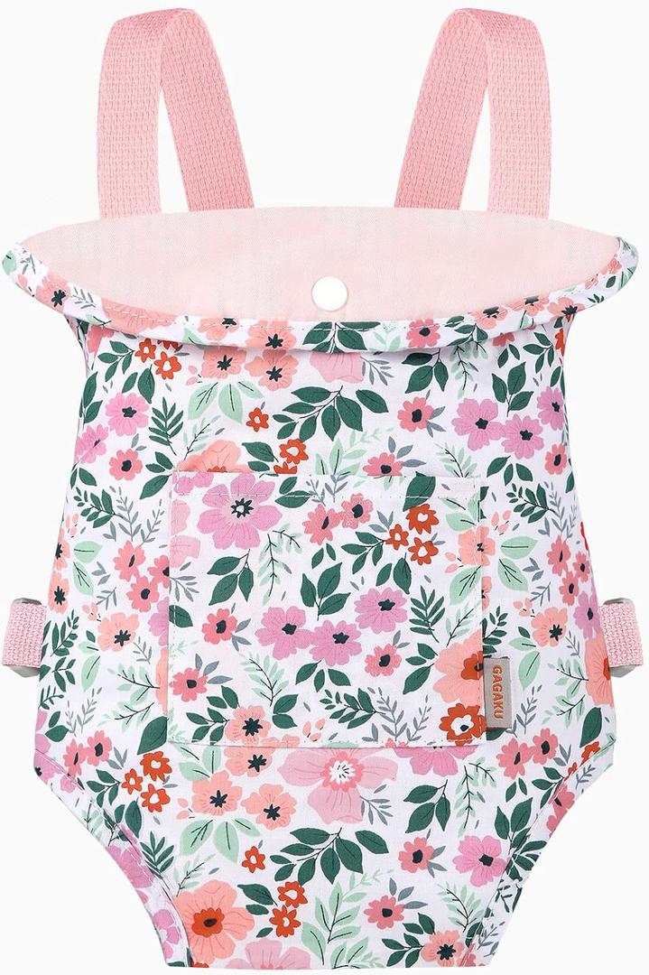 GAGAKU Baby Doll Carrier for Toddlers Doll Carrier for Little Girls Toy Baby Carrier for Kids Reborn Baby Doll Accessories - Pink (Leaf)
