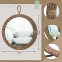 Vercraft Nautical Mirror 20" Wall Decor with Rope Wrapped Trim and Hanging Loop Round Circle Coastal Boho Mirror Nautical Rustic Decorative for The Living Room, Bedroom Bathroom and Entryway