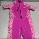 Goldfin Kids Wetsuit for Girls Boys, 2mm 3mm Toddler Shorty Neoprene Front Zip Wet Suits Keep Warm for Water Sports Surfing Snorkeling Swimming (8, 1.Girls - Butterfly)