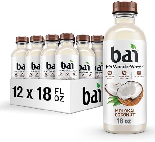 Bai Antioxidant Infused Water Beverage, Molokai Coconut, with Vitamin C and No Artificial Sweeteners, 18 Fluid Ounce Bottle, 12 Pack, Best by 03/21/2026