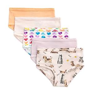 Burt's Bees Baby Toddler Girls' Underwear, Organic Cotton Panties, Tag-Free Comfort Briefs, Pack of 5 Size 6X