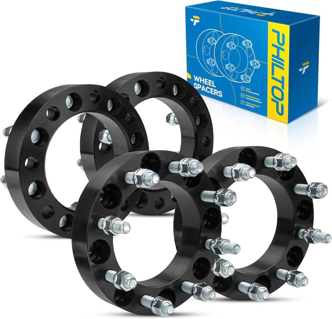 PHILTOP 8x170 to 8x6.5 Wheel Adapters,1.5 Lug Wheel Adapters Change Bolts Pattern fit for for F-35-0 Super Duty, F-25-0 Super Duty, Thread Pitch M14x1.5 Hub Bore 130mm - 4pcs (Black)