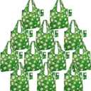 12-pack Baseball Party Tote Bags for Women - Large 15 x 16 x 5 in Durable Reusable Foldable Green Shopping Bags with Handles, Machine Washable, Ideal for Family, Travel & Gifts