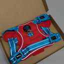 PHOEPET No Pull Dog Harness, Unique Colors Reflective Adjustable Dog Vest, with Soft Training Handle Metal Clips for Small Medium Large Dogs (Red Base & Teal Straps,M)