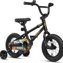 Glerc Kids Bike for Ages 1-8 Years Old, 12-16 Inch BMX Style Kids Bicycle with Training Wheels, Boys Bike for Children and Toddler, Multiple Colors (Black)