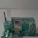 Green Desk Organizers and Accessories, Teal Office Supplies Set Green Mesh Desk Organizer, Stapler, Tape Dispenser, 1000 Staples, Staple Remover, Pen Holder, Clips Set, Ruler, Scissors