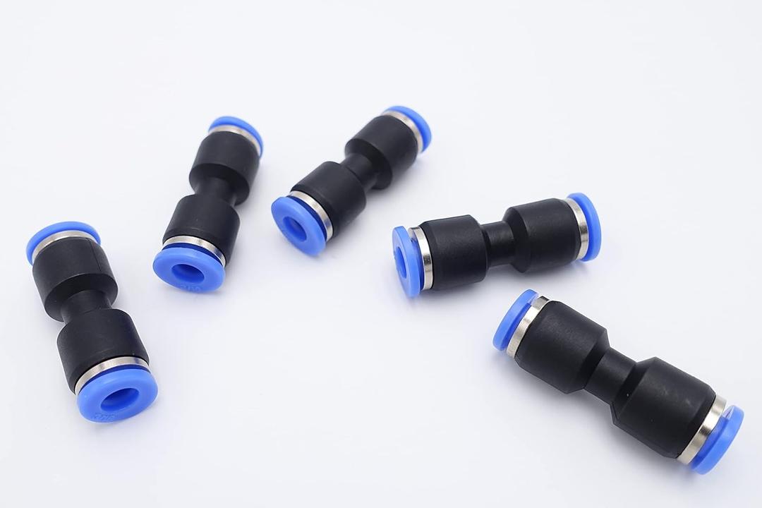 Push to Connect Fitting 3/16" Tube OD, Pneumatic Air Water Straight Union Two Way Connector/Coupler (Pack of 5)