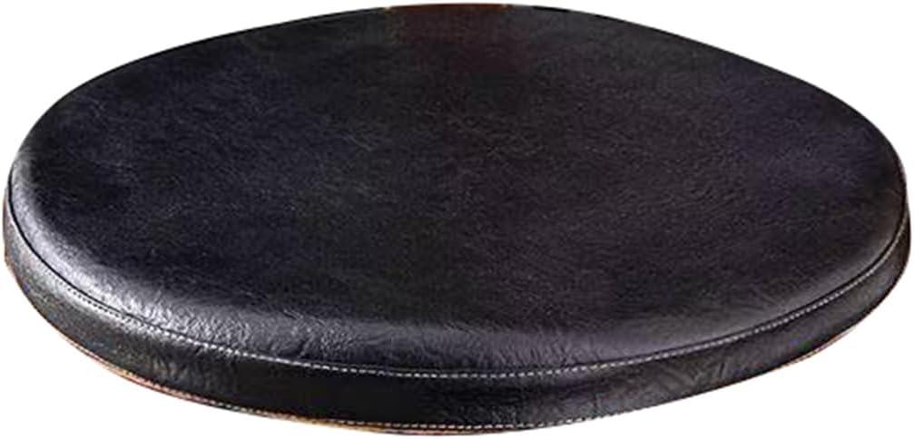 Greenjin 12" PU Leather Waterproof Chair Cushion Round Memory Foam Seat Cushion Anti Slip Circle Stool Cushion Detachable Chair Pad for Kitchen Highstool Living Room Chair Black