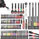 82Pieces Impact Screwdriver Bits Set, Magnetic S2 Steel Phillips/Square/Torx/Hex Insert Power Bits Tips with Impact Bit Holder and Impact Nut Driver and Mini Wrench (Mixed-82Pcs-A)