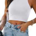 REORIA Women’s Sexy Sleeveless Racer Back Tank Tops Halter Neck Crop Tops S