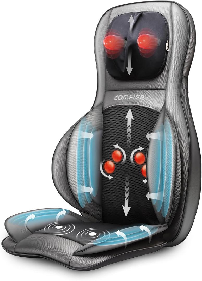COMFIER Shiatsu Neck Back Massager with Heat, 2D ro 3D Kneading Massage Chair Pad, Full Body Massage Pad, Gifts for Dad Mom