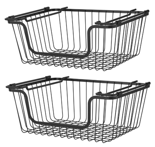 Oceanstar Stackable Metal Wire Storage Basket Set for Pantry, 11 x 9