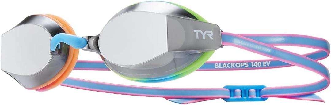 TYR Blackops 140 EV Racing Mirrored Swim Goggles Junior Fit (Silver/Blue/Pink)