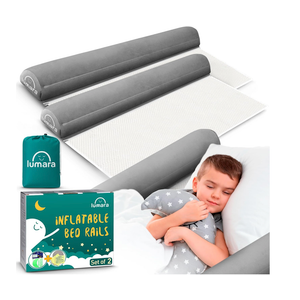 LUMARA Inflatable Bed Rail for Toddlers 2 Pack  Portable Travel Bed Bumpers for Kids Fits Twin Full Queen King Size Beds  NonSlip Safety Guard Rails
