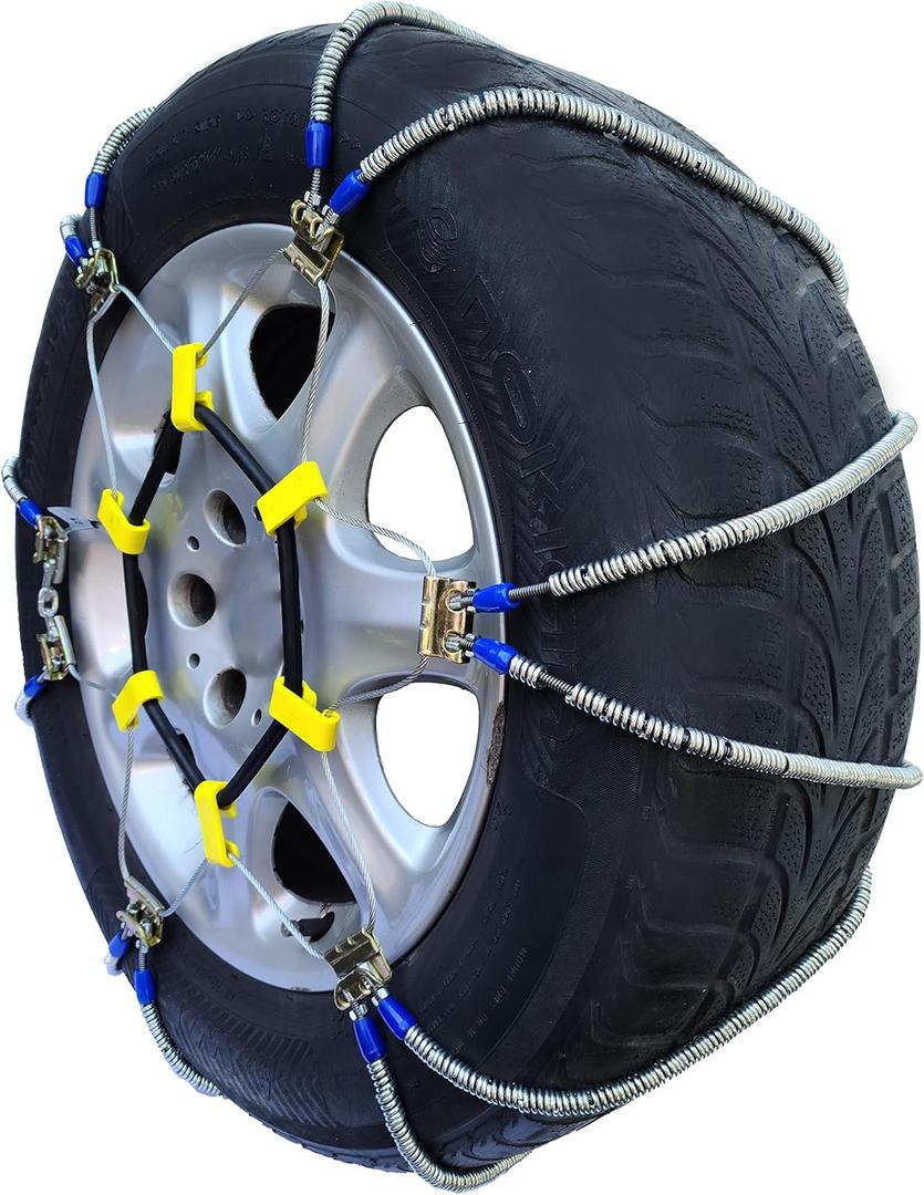 Set Of 2 Steel Cable Snow Chains, Tire Snow Chains For Pickup Truck Tires, Passenger Cars, Suvs And Light Trucks, Z Type, Silver Color Tire Chains For Tires (ALZ-729L)