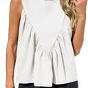 Cicy Bell Womens Peplum Babydoll Tank Tops Summer Sleeveless Loose T Shirts Casual Shirred Flowy Tops, small