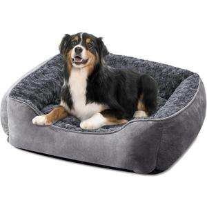 JOEJOY Rectangle Dog Bed for Large Medium Small Dogs Machine Washable Sleeping Dog Sofa Bed Non-Slip Bottom Breathable Soft Puppy Bed Durable Orthopedic Calming Pet Cuddler, Multiple Size, Grey (XL(35"x 25"x 10"))