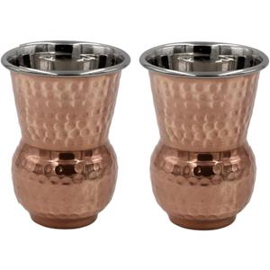 bona fide Hammered Outside pure Copper Inside Nickel Plated Tumbler Moscow Mule Mugs Copper Tumbler Cups pure copper glass for mule cocktail beverages soft drinks Handcrafted Set of 2 (400) ml 13 oz
