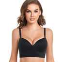 DotVol Women's Plunge Wirefree Pullover Bras Plus Size Comfortable Padded Everyday Bra  Black 36B