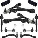 TUCAREST 10Pc Suspension Kit Fit For 2006-2011 Ho-nda Civic (NON-Si Models), 2 Front Lower Control Arm w/Ball Joint + 4 Outer Inner Tie Rod + 2 Sway Bar + 2 Boots [# K620382 K80768 EV800246 ES800373]