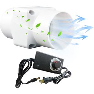2 Inch Inline Duct Fan with Variable Speed Controller 12v 6w Ventilation Exhaust Fan Hydroponic Fans 22cfm Mixing Flow Pipe Fan for Air Heating Cooling Booster Grow Tents