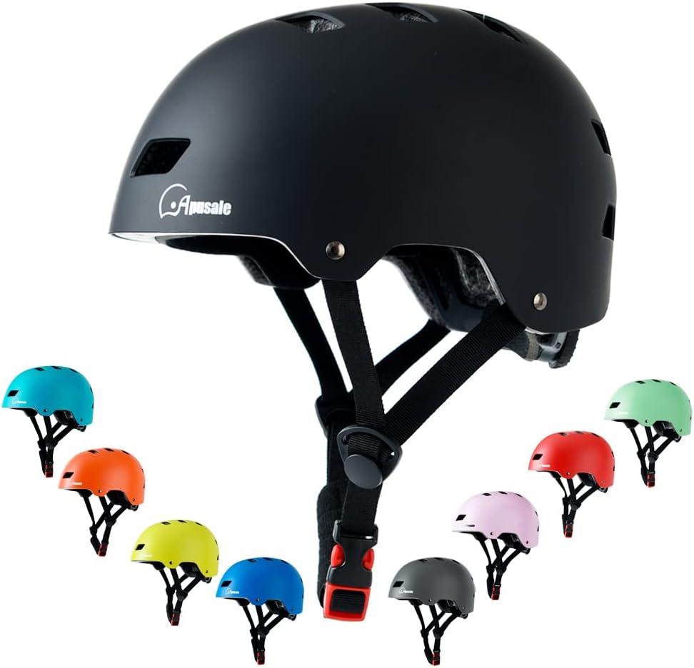 Bike Skateboard Helmet, Adjustable and Multi-Sport for Skate Scooter, 3 Sizes for Adult Youth Kids Toddler (Small, Black)
