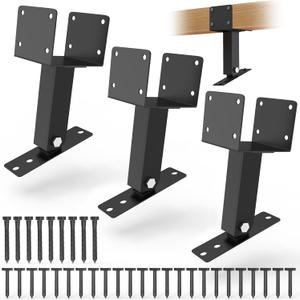 3Pcs Roof Riser Brackets Kit,Pergola Roof Riser Beam Bracket,Heavy Duty Pergola Brackets, ,Adjustable Saddle Roof Riser Post for Gazebo -Includes Screws