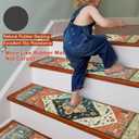 OJIA Non-Slip Carpet Stair Treads for Wooden Steps Set of 15, 30''X8'' Indoor Runner Resistant Rugs Rubber Safety Mats for Dogs, Kids & Elders, Stairway Grip