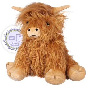 Heatable & Coolable Highland Cow Stuffed Animals Plushie, Microwavable Heating Pad for Soothing & Relaxation, Lavender Scented Cattle Plush Toys for Stress Relief, Stuffed Cow Gifts
