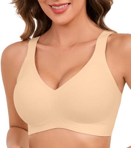 Xcutting Womens Wireless Bras for Women No Underwire Push Up Bra Seamless Full Coverage Everyday Bras Regular and Plus, Size 2XL