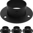 Antrader Stainless Steel Heavy Duty Closet Rod Holder,Curtain Rod Pole End Supports Sockets Flange,Diameter 2" (51mm),Black,4Pcs