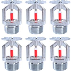 6 Pcs Fire Sprinkler Head - Copper Chrome, 3/4 NPT 155(68C) Pendent Type Spray, K80 Fast Response Automatic Fire Sprinkler System for Residential, Factory, Mall, Warehouse Building