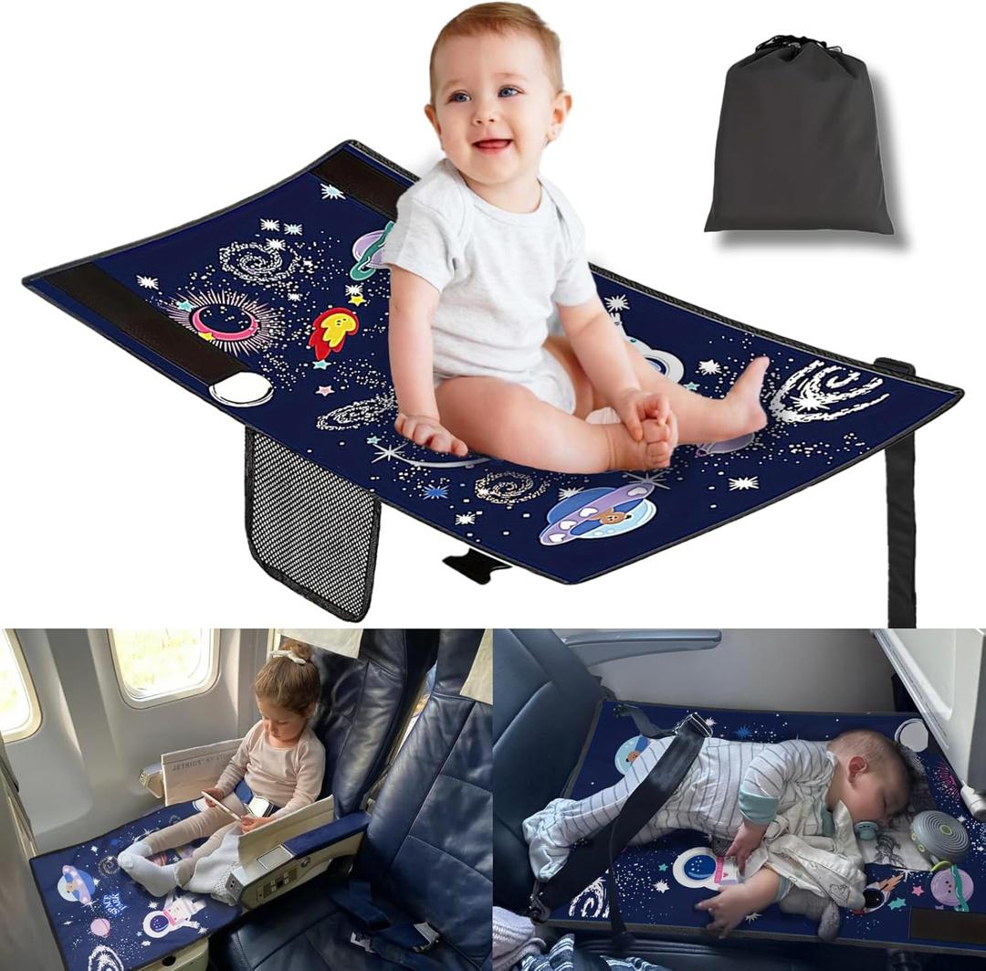 Toddler Airplane Bed, Airplane Seat Extender for Kids, Kids Travel Essentials for Flying, Baby Travel Footrest for Flying, Portable Travel Plane Bed for Toddler 1-3(Blue)